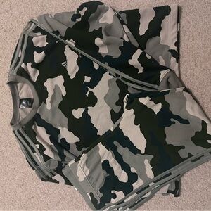 Adidas Green and Black Camouflage Top